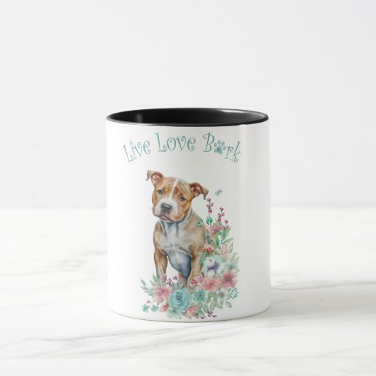 Staffordshire Terrier Hondenmoeder Bloemstuk Mok (Midden)