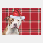 Staffordshire Terrier Kersthond Red Plaid Inpakpapier Vel (Voorkant 3)