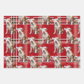Staffordshire Terrier Kersthond Red Plaid Inpakpapier Vel (Voorkant 2)