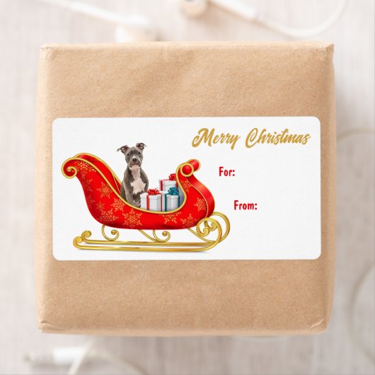Staffordshire Terrier-Label met kerstkledij Etiket (Insitu)