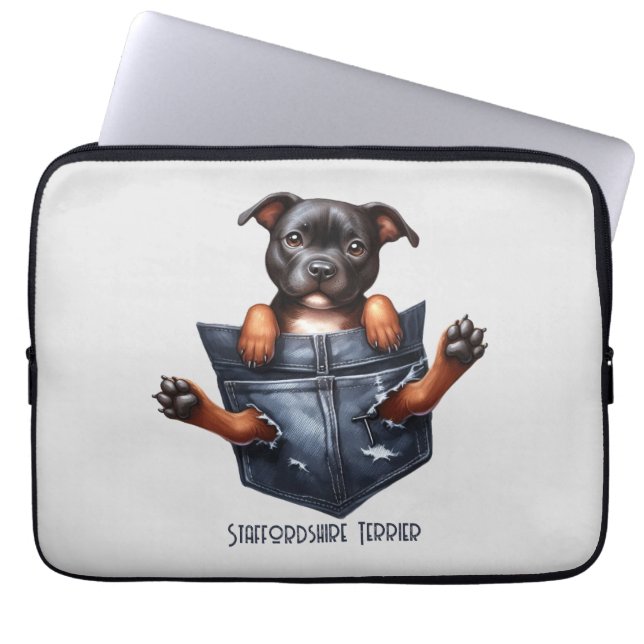 Staffordshire Terrier Pocket Dog Laptop Sleeve (Voorkant)