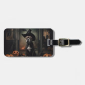 Staffordshire Terrier Pumpkins Halloween Scary Bagagelabel (Voorkant horizontaal)