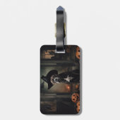 Staffordshire Terrier Pumpkins Halloween Scary Bagagelabel (Achterkant verticaal)