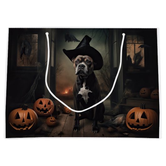 Staffordshire Terrier Pumpkins Halloween Scary Groot Cadeauzakje (Voorkant)