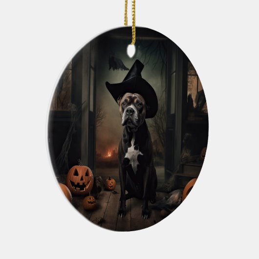 Staffordshire Terrier Pumpkins Halloween Scary Keramisch Ornament (Rechts)