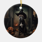 Staffordshire Terrier Pumpkins Halloween Scary Keramisch Ornament (Voorkant)