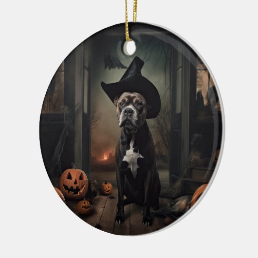 Staffordshire Terrier Pumpkins Halloween Scary Keramisch Ornament (Links)