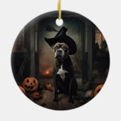Staffordshire Terrier Pumpkins Halloween Scary Keramisch Ornament (Achterkant)