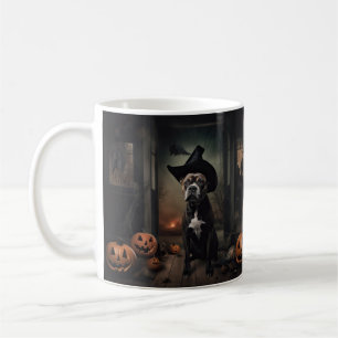 Staffordshire Terrier Pumpkins Halloween Scary Koffiemok