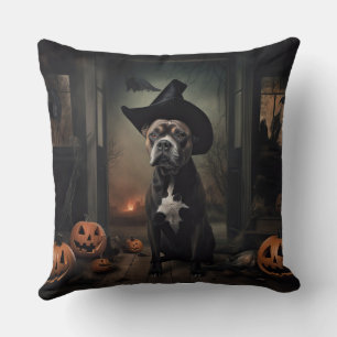 Staffordshire Terrier Pumpkins Halloween Scary Kussen