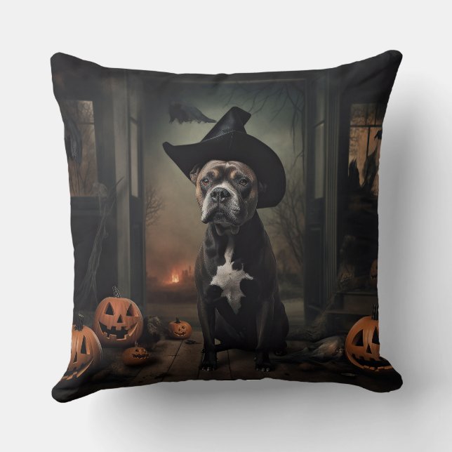 Staffordshire Terrier Pumpkins Halloween Scary Kussen (Achterkant)