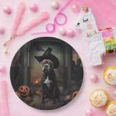 Staffordshire Terrier Pumpkins Halloween Scary Papieren Bordje (Feest)