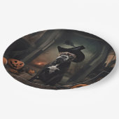 Staffordshire Terrier Pumpkins Halloween Scary Papieren Bordje (Gekanteld)