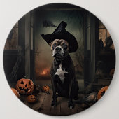 Staffordshire Terrier Pumpkins Halloween Scary Ronde Button 6,0 Cm (Voorkant)