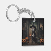 Staffordshire Terrier Pumpkins Halloween Scary Sleutelhanger (Voorkant Links)