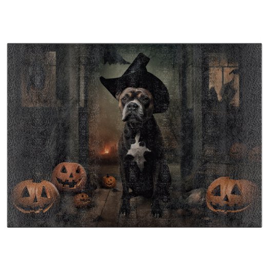 Staffordshire Terrier Pumpkins Halloween Scary Snijplank (Voorkant)