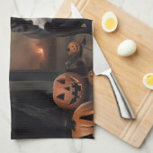 Staffordshire Terrier Pumpkins Halloween Scary Theedoek (Quarter Fold)