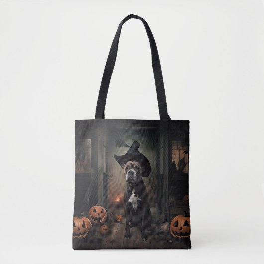 Staffordshire Terrier Pumpkins Halloween Scary Tote Bag (Voorkant)