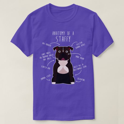 Staffordshire Terrier Staffy Anatomie 1 T-shirt (Design voorkant)