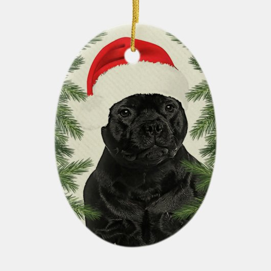 Staffordshire Terrier  Style Kerstmis Keramisch Ornament (Voorkant)