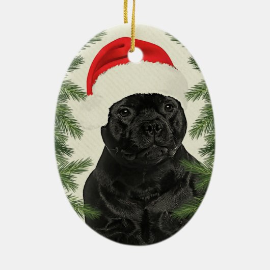 Staffordshire Terrier  Style Kerstmis Keramisch Ornament (Achterkant)