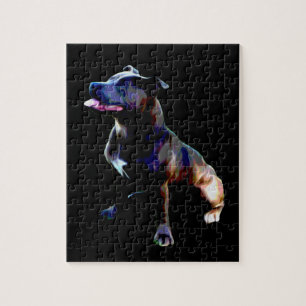 Staffy Bull Terrier olieverf, puzzel Legpuzzel