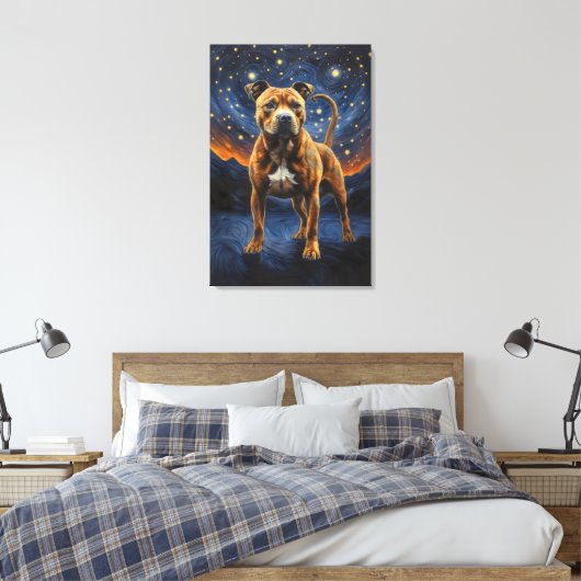 Staffy Dog Canvas Afdruk (Insitu (Slaapkamer))