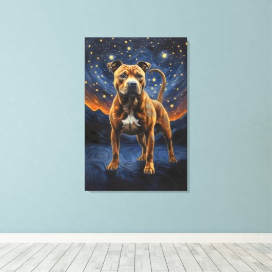 Staffy Dog Canvas Afdruk (Insitu (Houten vloer))