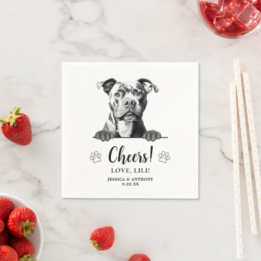Staffy Dog Drawing Gepersonaliseerde Proost Servet (Insitu)