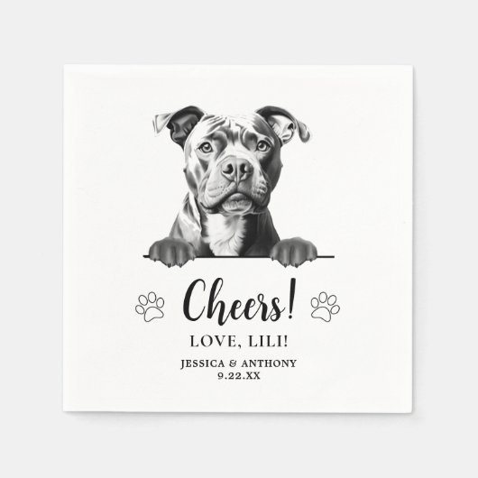 Staffy Dog Drawing Gepersonaliseerde Proost Servet (Voorkant)