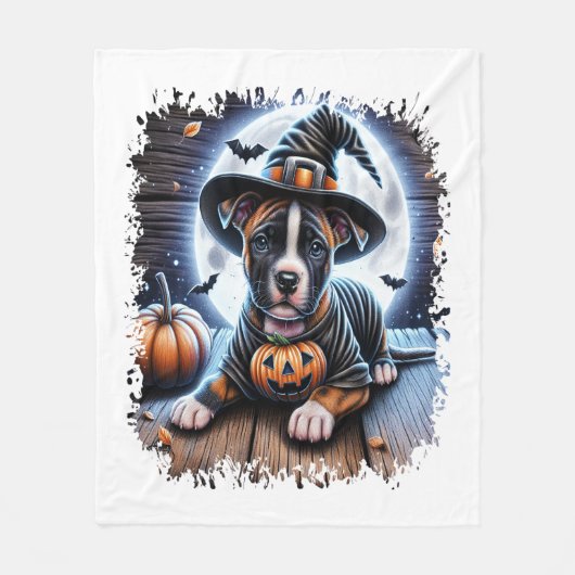 Staffy Dog Halloween Square Fleece Deken (Voorkant)