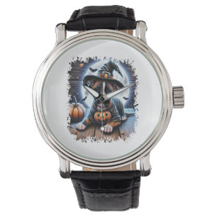Staffy Dog Halloween Square Horloge