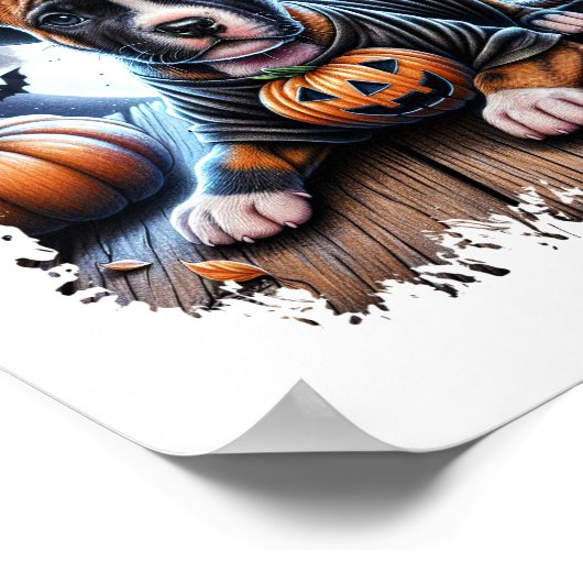 Staffy Dog Halloween Square Poster (Hoek)