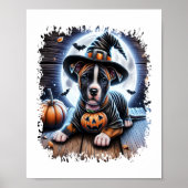 Staffy Dog Halloween Square Poster (Voorkant)