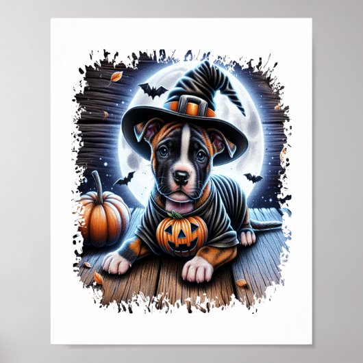 Staffy Dog Halloween Square Poster (Voorkant)
