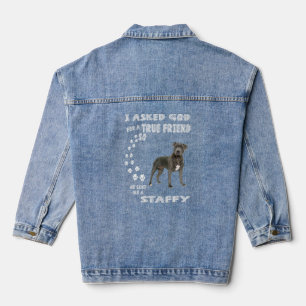 Staffy Dog Ma Stafford Dad Staffordshire Bull Ter Denim Jacket