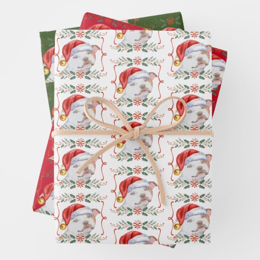 Staffy Dog Pattern Kerstmis Inpakpapier Vel (In situ)