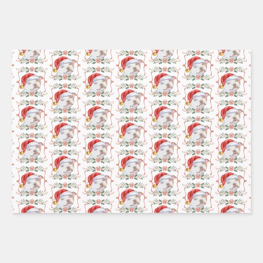 Staffy Dog Pattern Kerstmis Inpakpapier Vel (Voorkant)