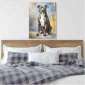 Staffy Dog Portrait Canvas Afdruk (Insitu (Slaapkamer))