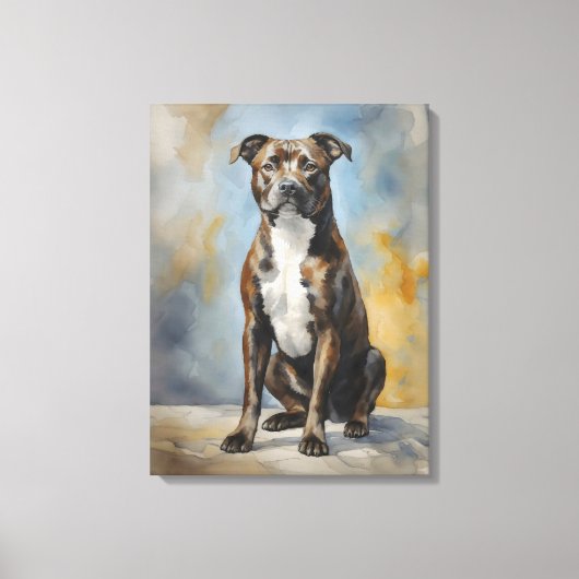 Staffy Dog Portrait Canvas Afdruk (Voorkant)