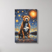 Staffy Dog "Sterrennachten" Canvas Afdruk (Voorkant)