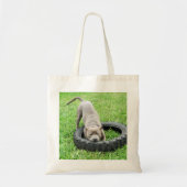 Staffy Heeft De Bal Met Een Band, Tote Bag (Voorkant)