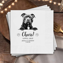 Staffy Hond Gepersonaliseerde Hand Drawing Cheers