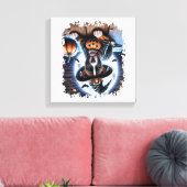 Staffy-hond Halloween-vierkant Canvas Afdruk (Insitu (Woonkamer))
