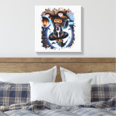 Staffy-hond Halloween-vierkant Canvas Afdruk (Insitu (Slaapkamer))