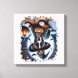 Staffy-hond Halloween-vierkant Canvas Afdruk