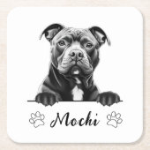 Staffy Hond Hand Tekening Gepersonaliseerd Kartonnen Onderzetters (Voorkant)