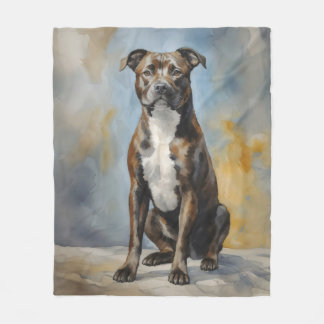Staffy hond Portret Fleece Deken