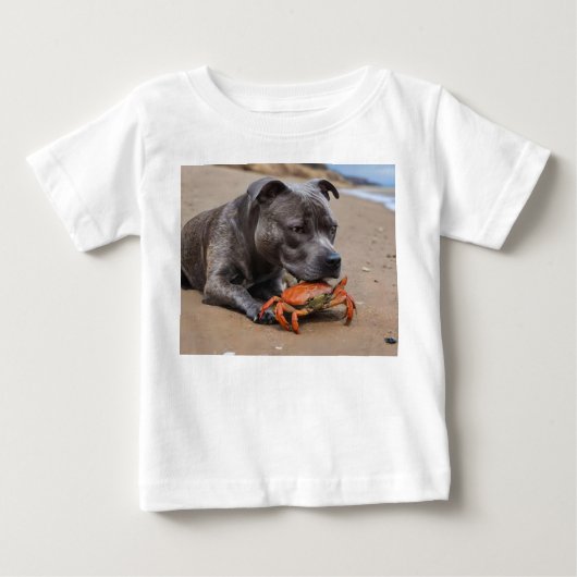 Staffy is bevriend met een strandkrab, (Voorkant)