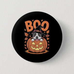 Staffy Kostuum Pompoen Halloween Staffordshire Bul Ronde Button 5,7 Cm